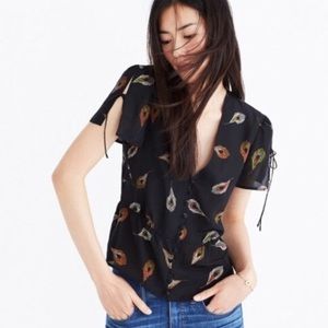 Madewell peacock feather silk blouse